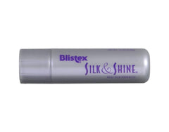 Blistex Silk & Shine glossy finish on lips in closeup.