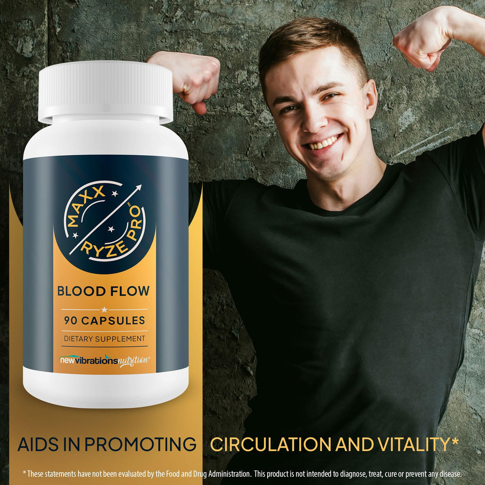 Close-up of Blood Flow Maxx Ryze Pro capsules