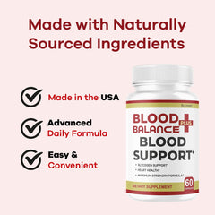 BloodBalance Plus bottle and capsules arranged