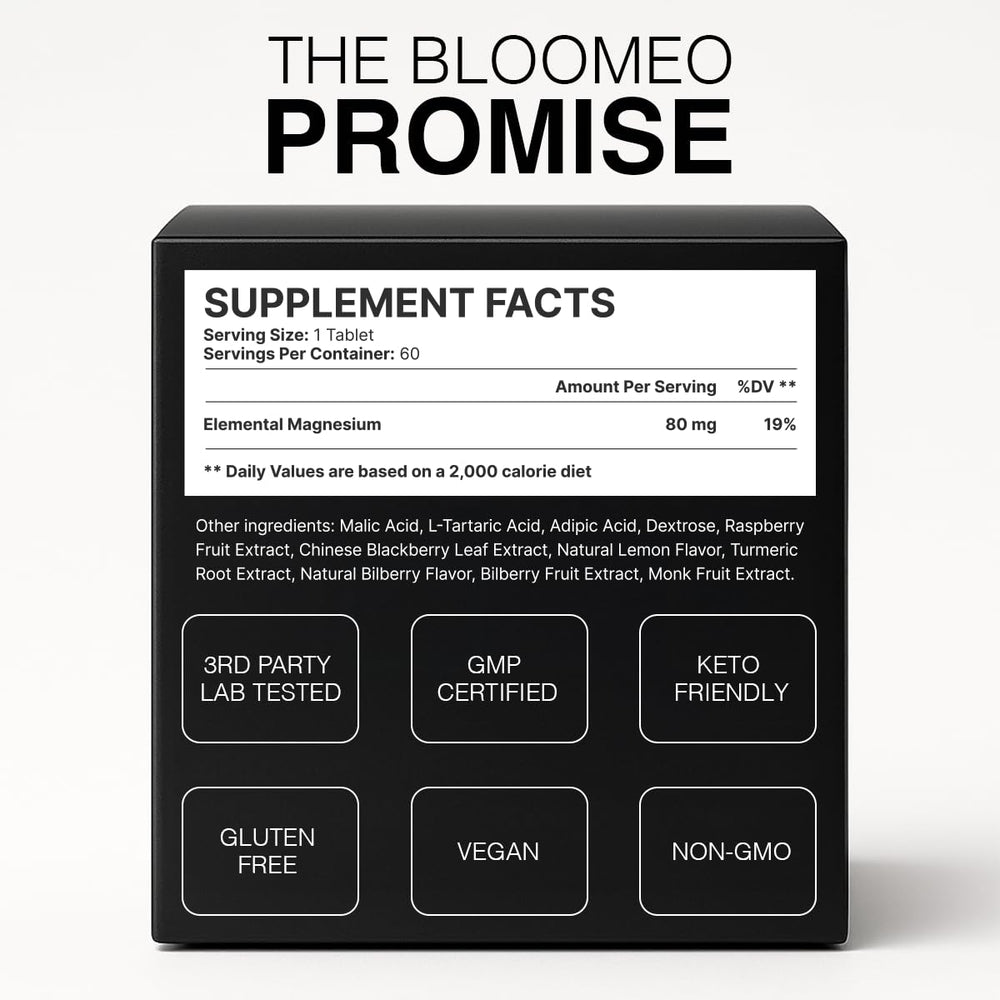 Close-up of bottle label for Bloom H2 Tabs