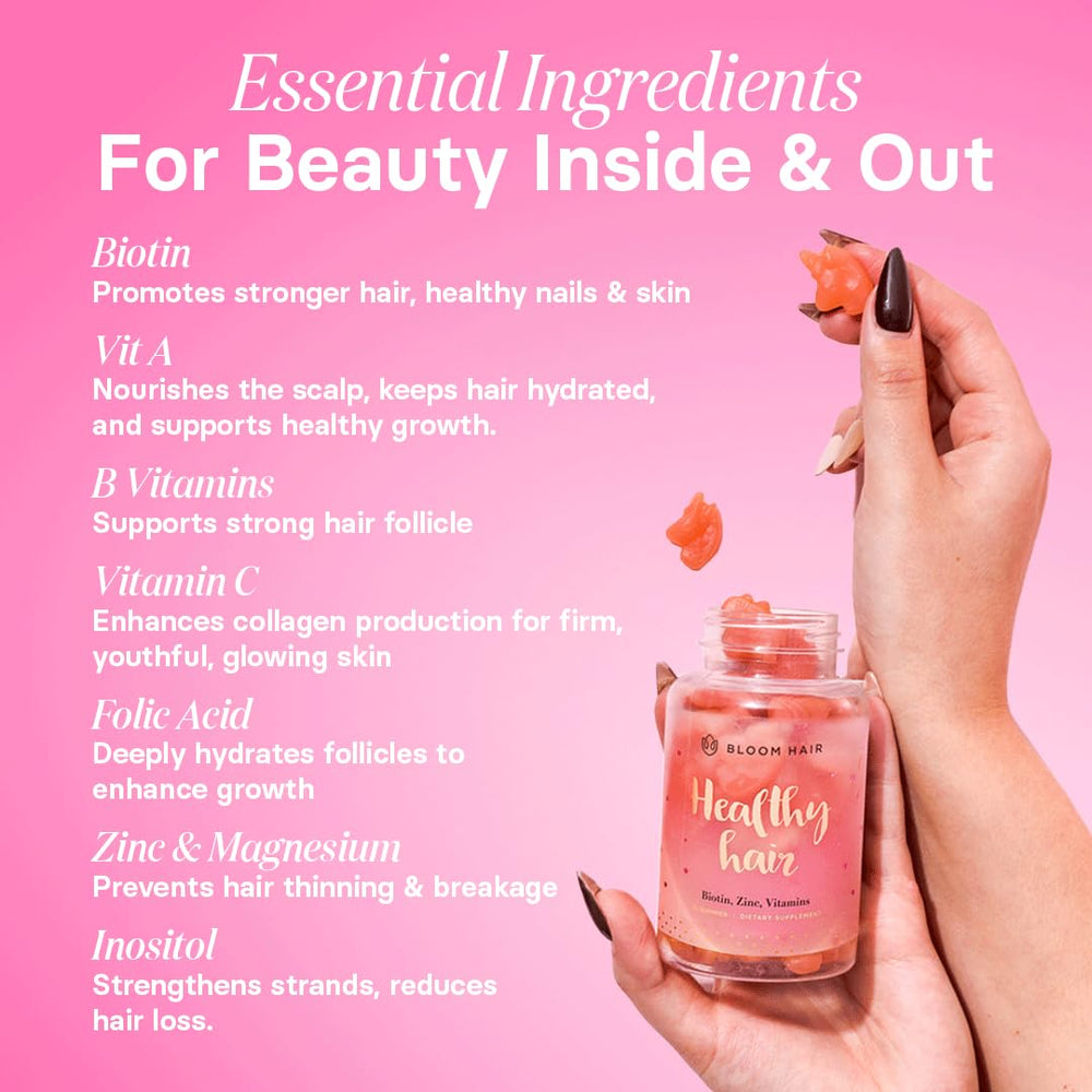 Bloom Hair Gummies bottle with packaging