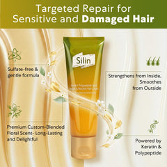Blue Fresh Silin Repair jar showing rich cream for damaged hair.