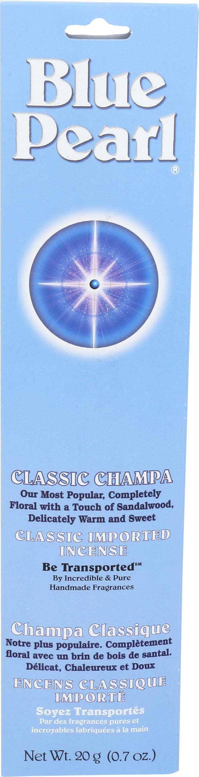 Blue Pearl Classic Fragrance Incense Classic Champa pack shot; ideal for creating calm spaces
