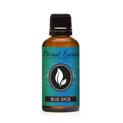 Blue Sage 30ml amber glass bottle with black cap