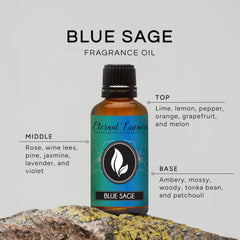Blue Sage fragrance oil label close-up