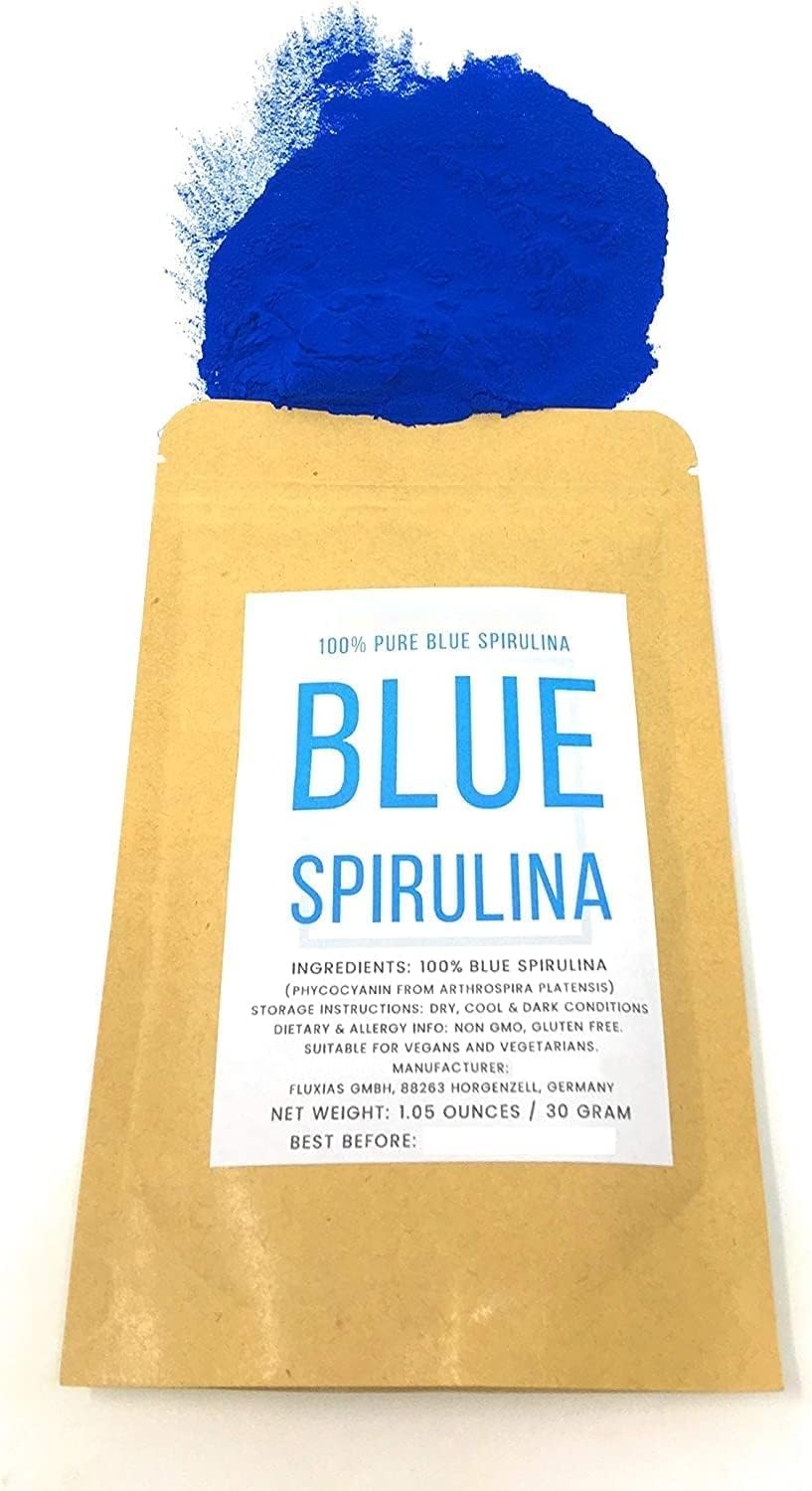 Close-up texture of Blue Spirulina powder