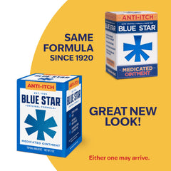 Blue Star Ointment stored in a medicine cabinet for itchy skin relief