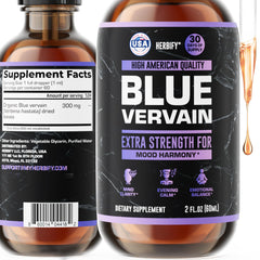 Blue Vervain Drops bottle on white background