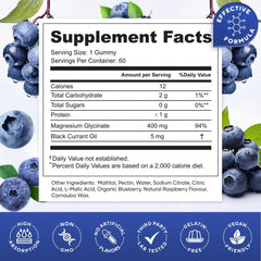 Close-up of a blueberry flavored magnesium glycinate gummy