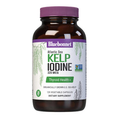 Bluebonnet Atlantic Sea Kelp Iodine 225 mcg bottle with amber glass