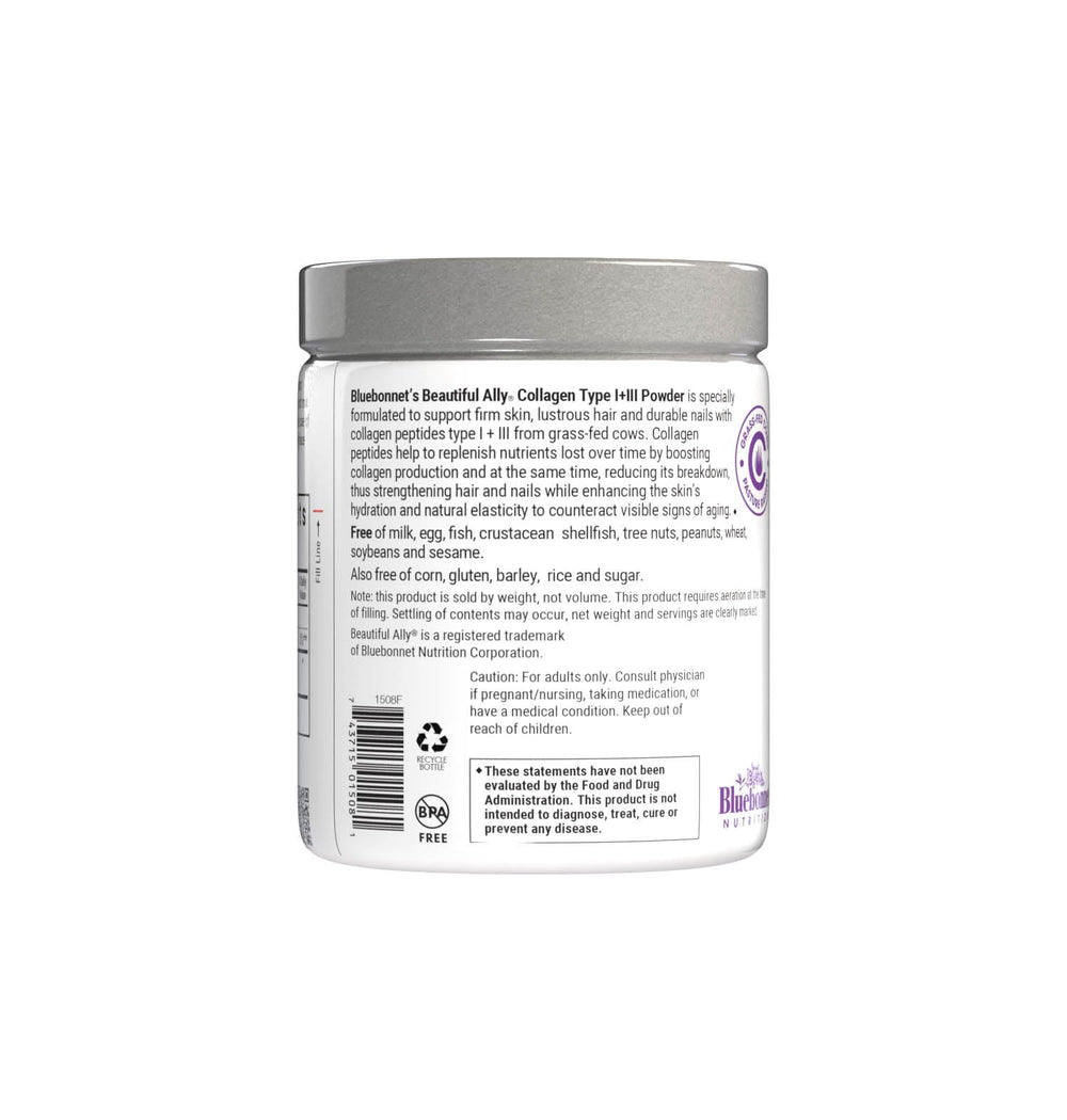 Nutrition label showing 6.9 oz, 28 servings, non-GMO, gluten-free, soy-free, milk-free
