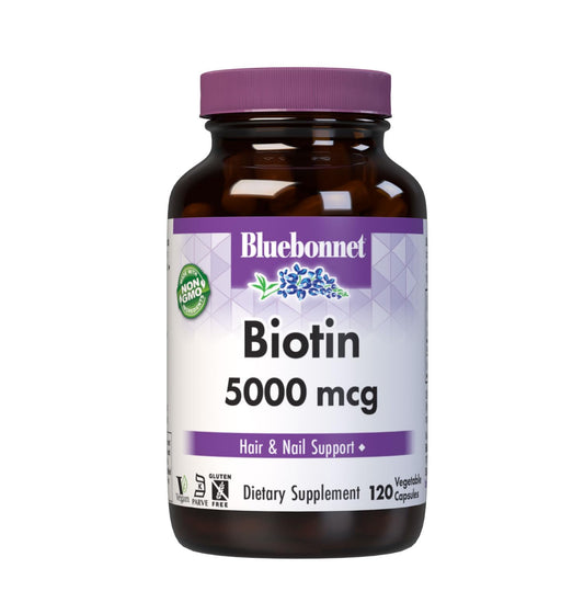 Bluebonnet Nutrition Biotin 5000 mcg vegetable capsules bottle