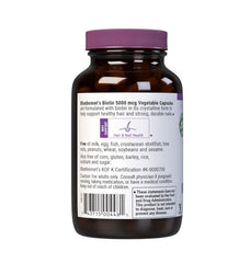 Bluebonnet Biotin bottle displaying 120 vegetable capsules