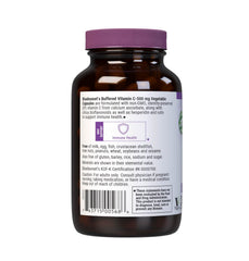 Amber glass bottle packaging of BlueBonnet Buffered Vitamin C with vegan and non-GMO labels