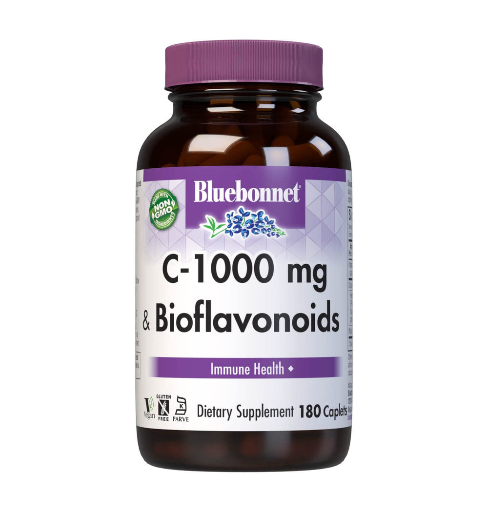 Bluebonnet Nutrition C-1000 mg Plus Bioflavonoids Caplets bottle label 180 count