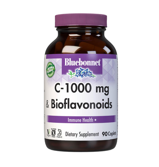 BlueBonnet C-1000 mg Vitamin C caplets bottle label with citrus bioflavonoids