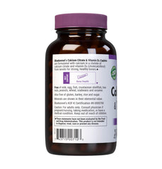 Label and supplement facts panel for Bluebonnet Calcium Citrate with D3