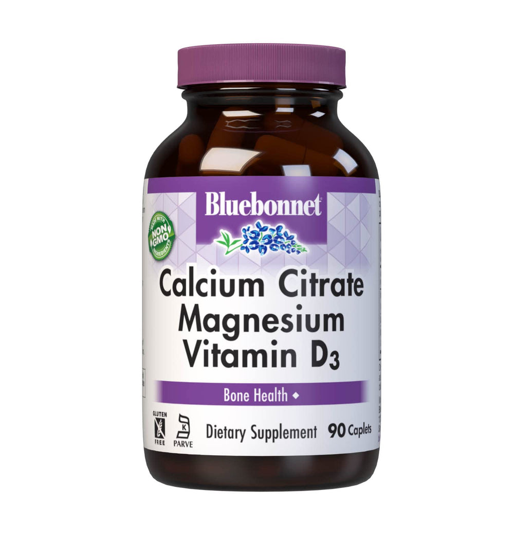 Bluebonnet Calcium Citrate Magnesium Vitamin D3 Caplets bottle front label