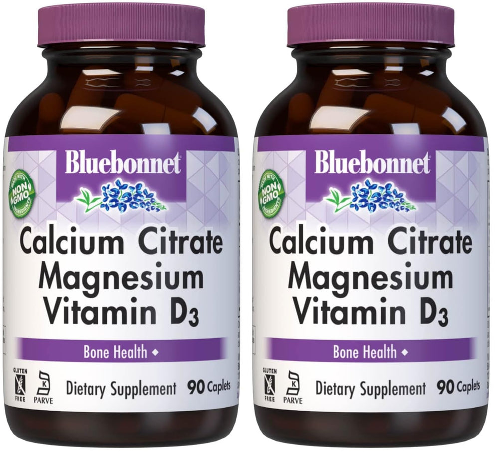 Bluebonnet Calcium Citrate Magnesium Vitamin D3 caplets bottle front view