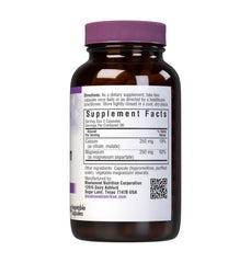 Close-up of white calcium magnesium capsules