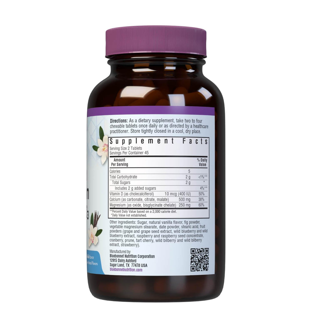 Close-up of vanilla-flavored chewables from Bluebonnet Calcium Magnesium EarthSweet
