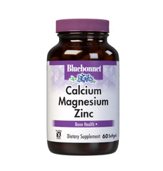 Bluebonnet Calcium Magnesium Zinc Softgels bottle on white background