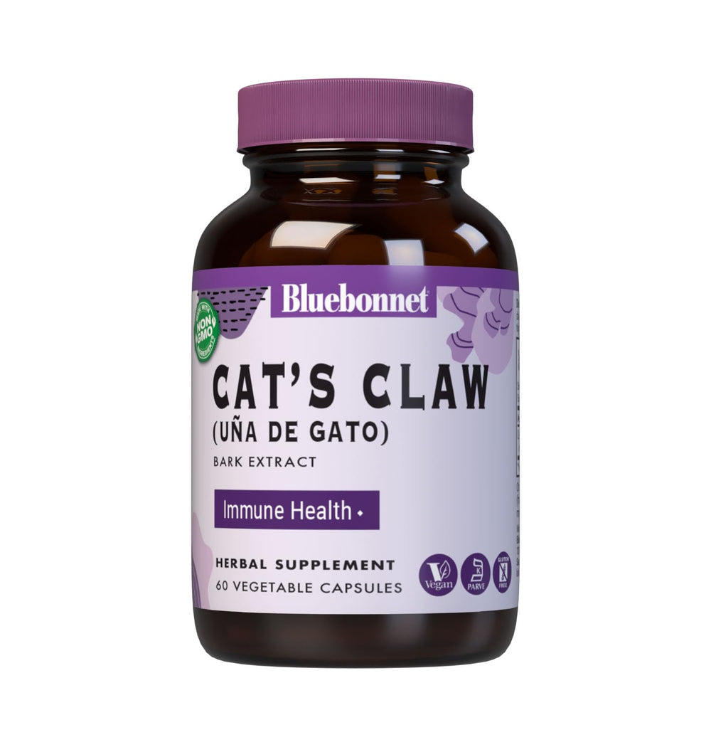 BlueBonnet Cat's Claw Bark Extract bottle and capsules - 60 count