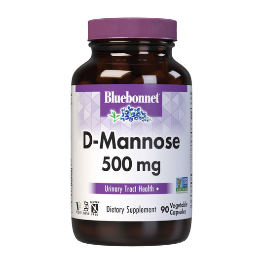 BlueBonnet D-Mannose 500 mg bottle on white background