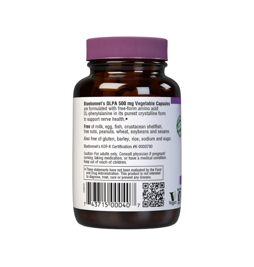 Bluebonnet DLPA 500 mg capsules inside bottle