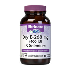 BlueBonnet Dry E-400 IU Plus Selenium Vegetarian Capsules bottle label