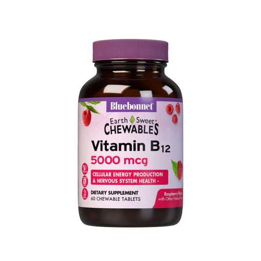 BlueBonnet EarthSweet Vitamin B12 5000 mcg Raspberry Chewables bottle