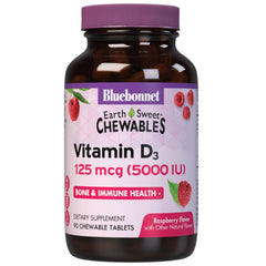 Bluebonnet EarthSweet D3 Raspberry chewables bottle label