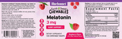Stack of 120 Raspberry-flavored melatonin chewable tablets