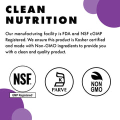 Gluten-free, soy-free, dairy-free badges on packaging