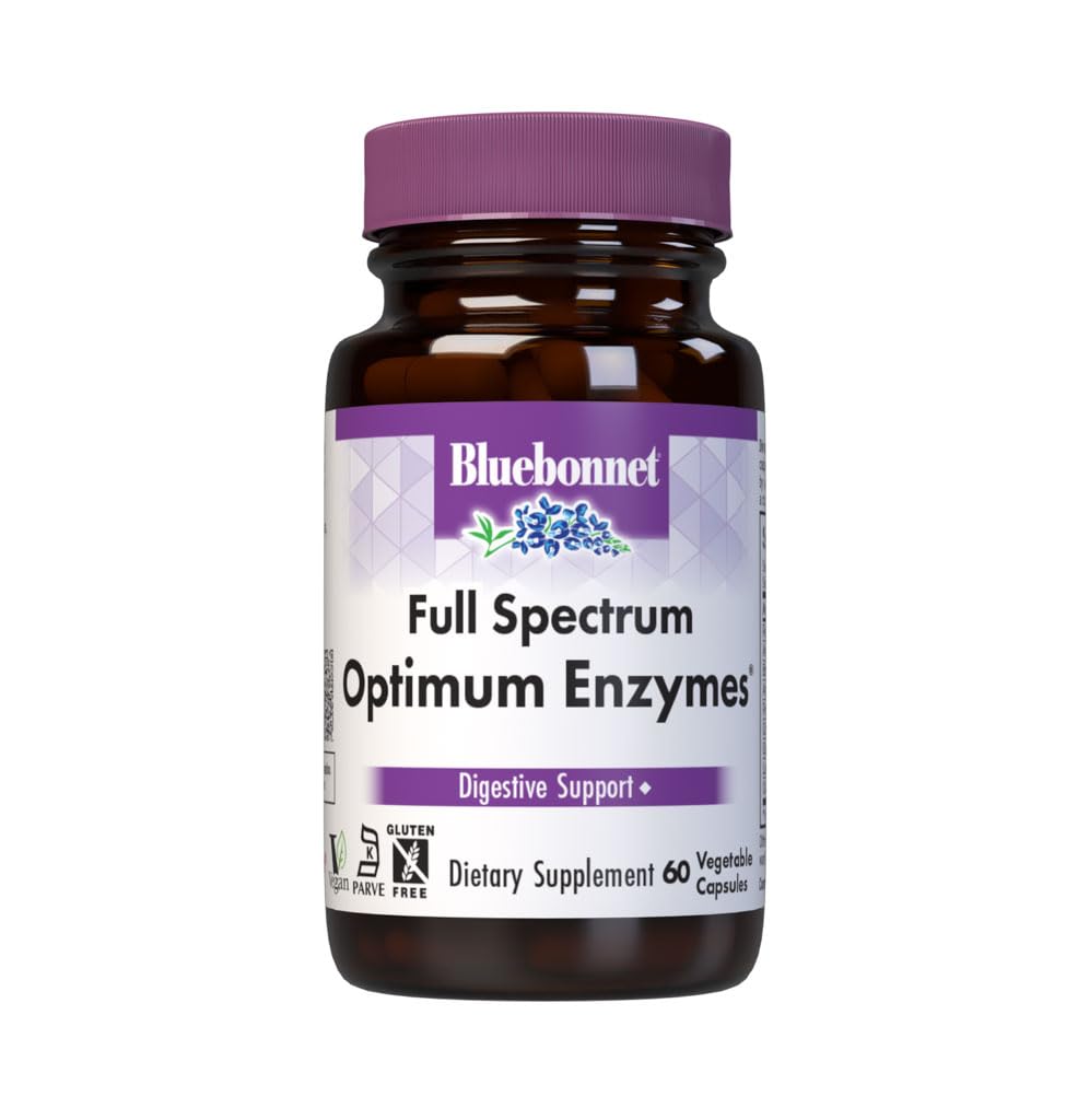 BlueBonnet Full Spectrum Optimum Enzymes Vegetarian Capsules bottle label