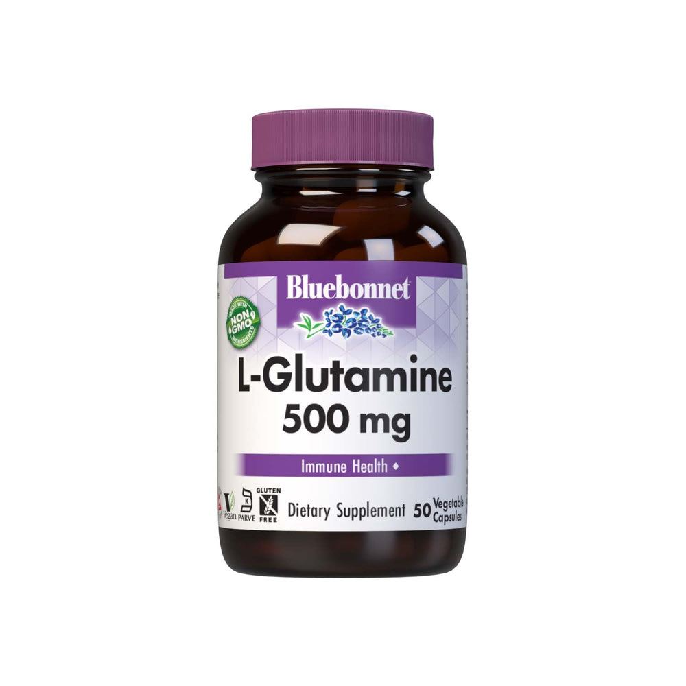 Bluebonnet L-Glutamine 500 mg vegetable capsules bottle
