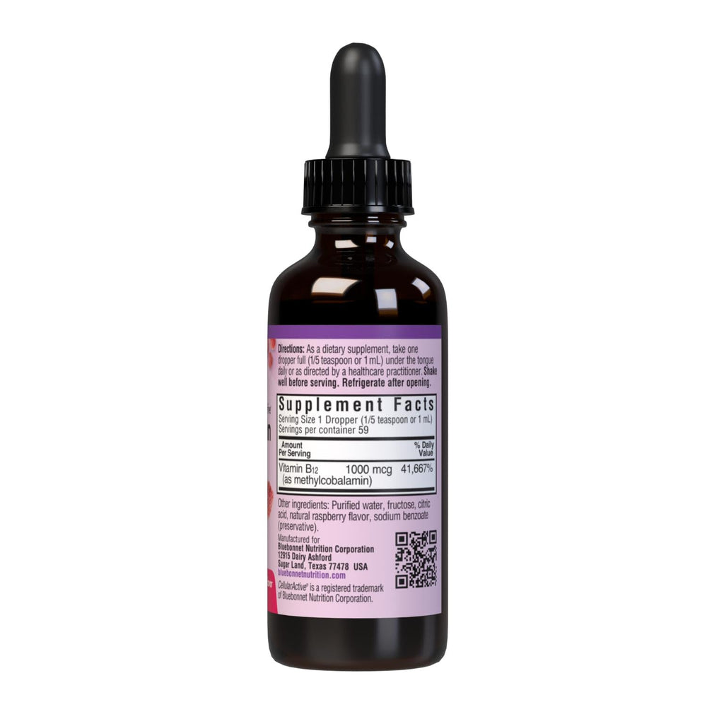 Vegan-friendly Vitamin B12 liquid with methylcobalamin information on label
