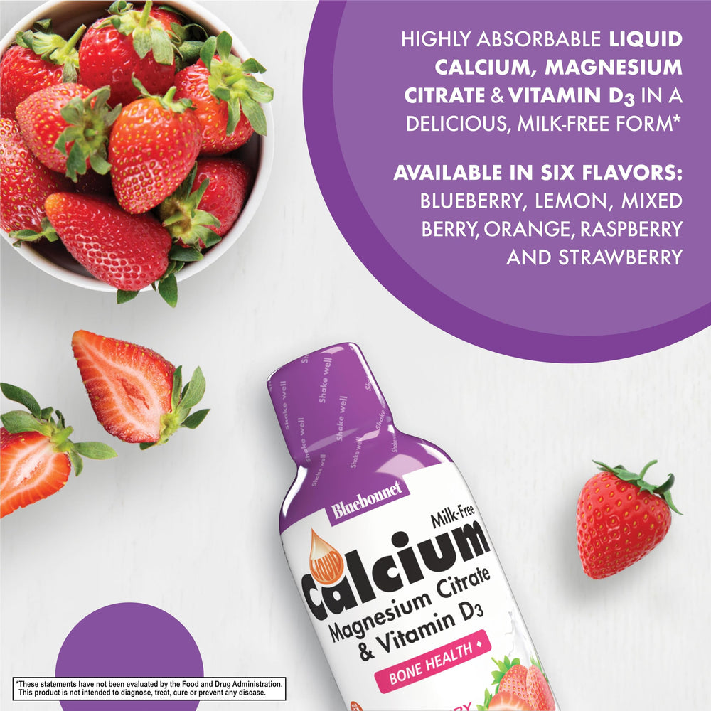Nutrition facts for Bluebonnet Liquid Calcium Citrate Strawberry