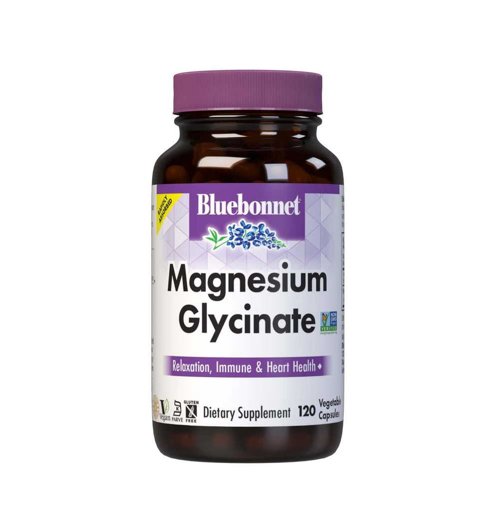 Front view of Bluebonnet Magnesium Glycinate 400mg bottle