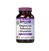 Front view of Bluebonnet Magnesium Potassium Plus Bromelain Vegetarian Capsules bottle, 60 count