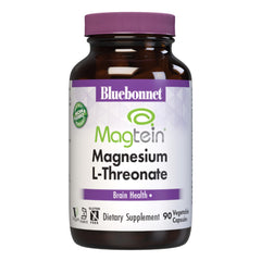 Bluebonnet Magtein Magnesium L-Threonate bottle label highlighting Brain Health