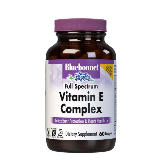 Bluebonnet Natural Full Spectrum Vitamin E Complex 60 Licaps bottle