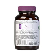 Nutrition label and ingredients for Niacin B3 100mg