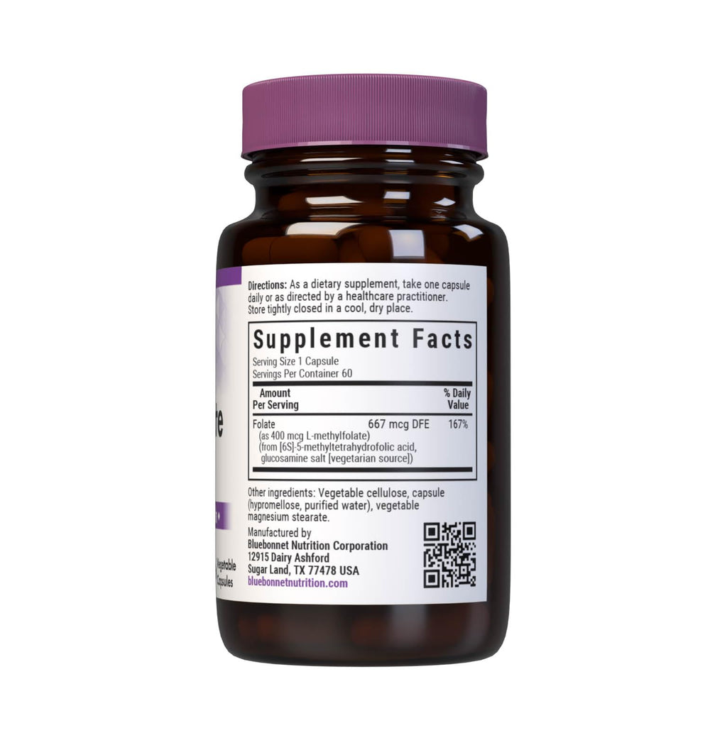 Close-up of Quatrefolic formulated methylfolate capsules