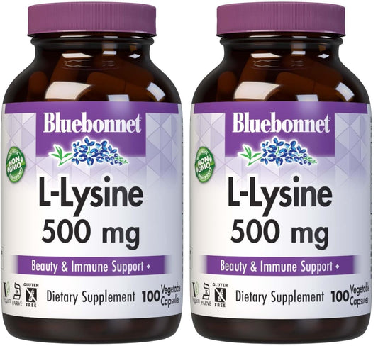 BlueBonnet Nutrition L-Lysine 500mg bottle with 100 capsules per bottle (Pack of 2)
