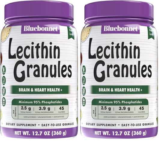 BlueBonnet Super Earth Lecithin Granules 2-pack package with yellow label