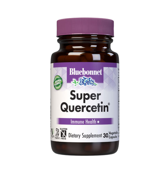 Bluebonnet Nutrition Super Quercetin Vegetable Capsules bottle and label showing 30 capsules