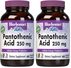BlueBonnet Pantothenic Acid 250 mg bottle label close-up