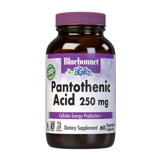 BlueBonnet Pantothenic Acid 250 mg bottle with 60 vegetable capsules