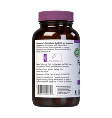 Bluebonnet Pantothenic Acid 500 mg Vegetable Capsules bottle - 180 count side view